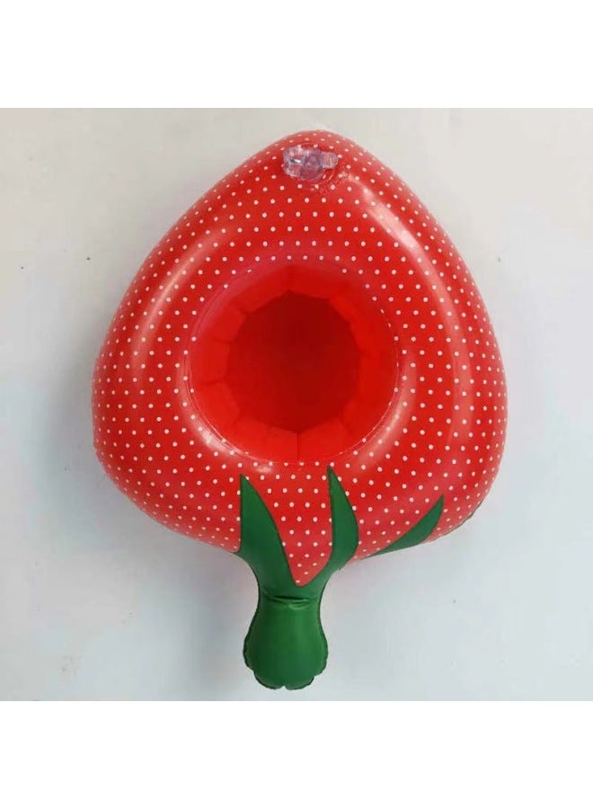 Inflatable Flamingo Donut Lemon Watermelon Pineapple Crab Love Cup Holder Inflatable Water Coaster-Color:Strawberry-Specifications:Inflatable Cup Holder  - Image 1