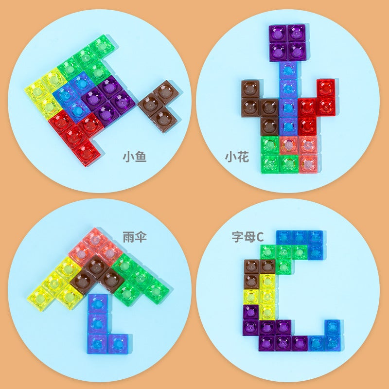 Beech Tetris Puzzle Children'S Enlightenment Early Education Puzzle Board Acrylic Square Building Block Toy Splicing - Image 5