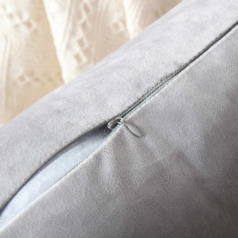 WACOMECO Velvet Throw Pillow Covers - Pack of 2 Soft Decorative Cushion Covers Cases with Gold Leather for Sofa Bedroom Livingroom Car, 18 x 18 in, Grey and White - Image 5