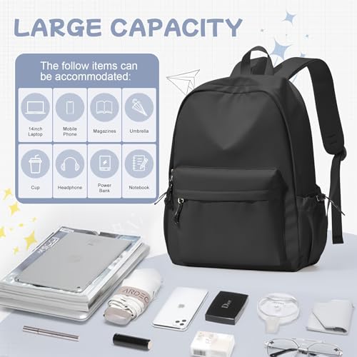 Glowic Laptop Backpack, 2 compartments, bottle holder, organizer, school bag for boys and girls, college bag for women and men, office bag, travel bag (Black) - Image 5