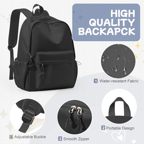 Glowic Laptop Backpack, 2 compartments, bottle holder, organizer, school bag for boys and girls, college bag for women and men, office bag, travel bag (Black) - Image 3