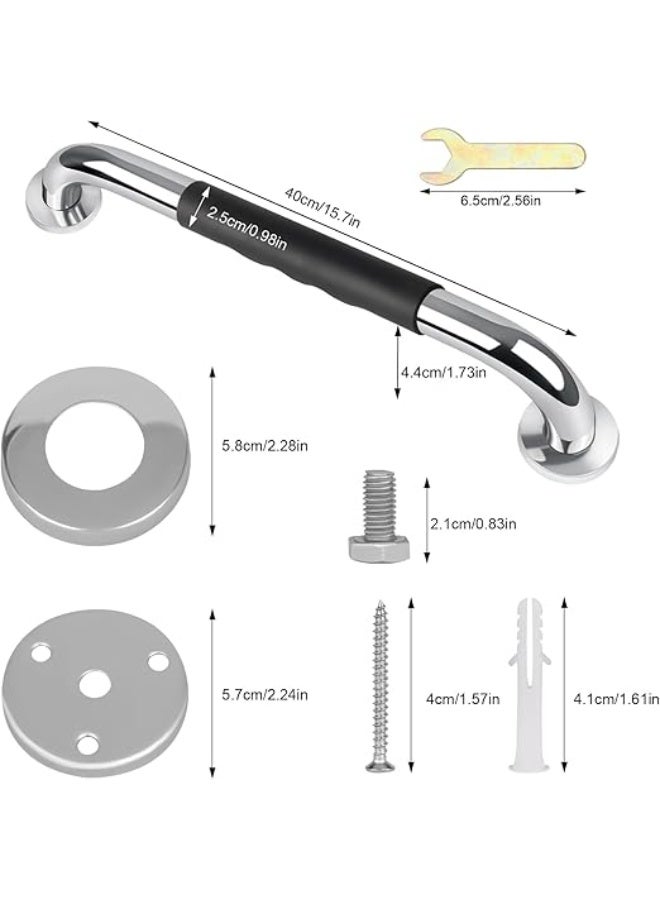 2 PCS Shower Grab Bar,40cm Stainless Steel Bathroom Shower Handle,Grab Bars for Bathroom,Safety Hand Rail Support, Assist Bath Handle for Elderly,Handicap,Senior - Image 3