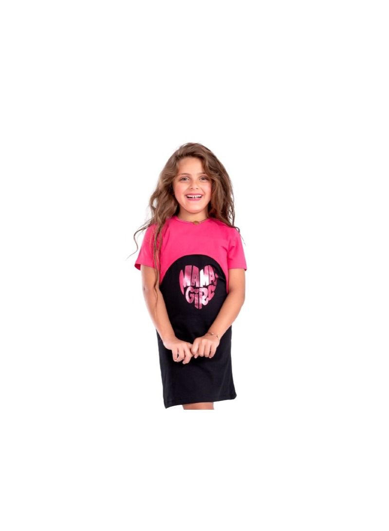 Girls' black dress with a pink top