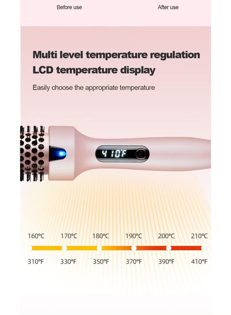 AETHER Thermal Brush, Blowout Boost 1.5 inch Heated Round Brush for Blowout Look, Dual Voltage, Pink, Sakura, Tourmaline Ceramic, Negative Ion Technology, 5 Temperature Settings, Less Damage - Image 5