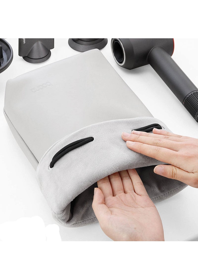Dyson Supersonic Hair Dryer Organizer - Waterproof PU Leather Travel Bag with Drawstring and Separate Pocket for Dyson Airwrap Styler and Curling Iron Accessories, Gray - Image 5