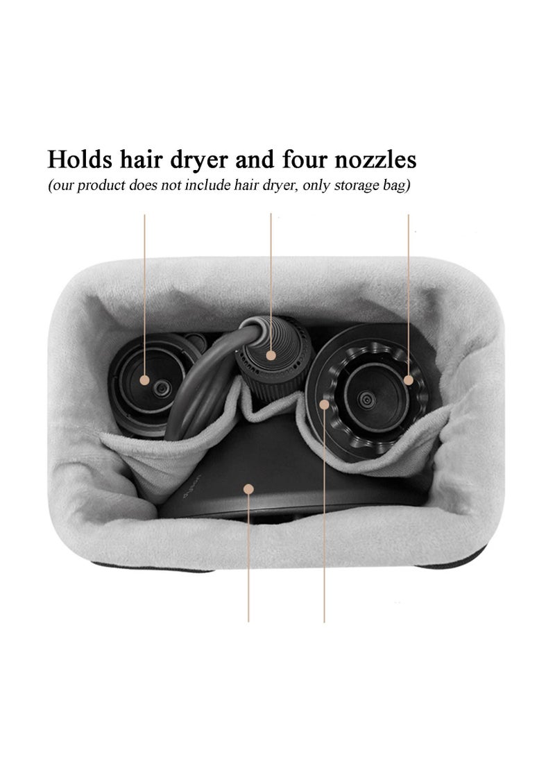 Dyson Supersonic Hair Dryer Organizer - Waterproof PU Leather Travel Bag with Drawstring and Separate Pocket for Dyson Airwrap Styler and Curling Iron Accessories, Gray - Image 2