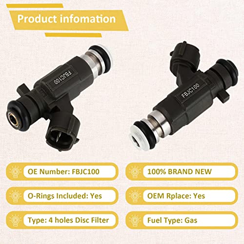 Pjvmvo FBJC100 Fuel Injectors,Compatible with/Infiniti G35 QX4 I30 FX35 3.5L V6 2001-2004,Compatible with/Nissan 350Z Pathfinder Maxima 3.5L/3.0L V6 2001-2004, |4 Holes| |Set of 6|,Replace#166005L700,FJ653 - Image 3