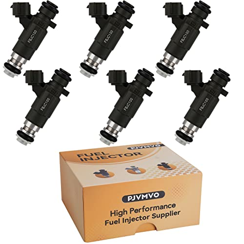 Pjvmvo FBJC100 Fuel Injectors,Compatible with/Infiniti G35 QX4 I30 FX35 3.5L V6 2001-2004,Compatible with/Nissan 350Z Pathfinder Maxima 3.5L/3.0L V6 2001-2004, |4 Holes| |Set of 6|,Replace#166005L700,FJ653 - Image 1