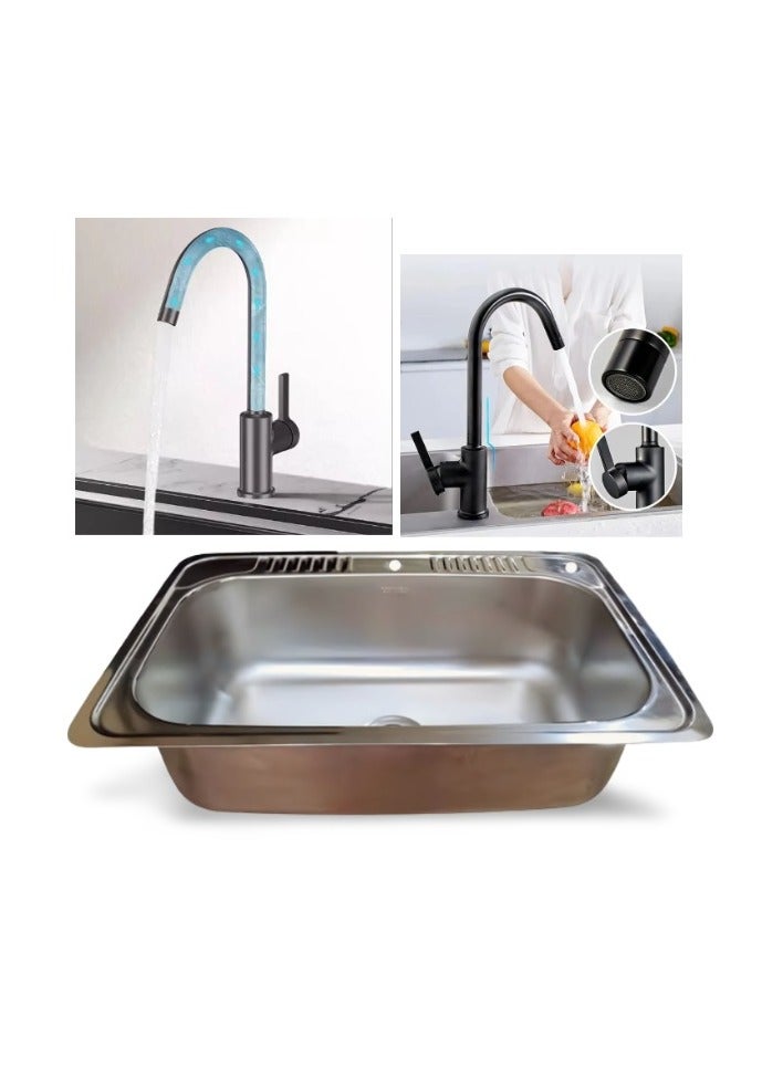 Shams Kitchen sink 80 by 50 with kitchen mixer with moving spray - Image 1