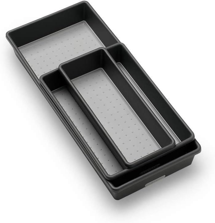 madesmart Classic 3-Tray Bin Pack - Granite | CLASSIC COLLECTION | Multi-Purpose Storage | Soft-grip Lining and Non-slip Rubber Feet | Durable | BPA-Free - Image 3