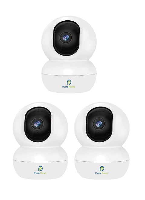 Three 3 megapixel Smart Home Security cameras Support for Alexa and Google Assistant for easy use and 360 degree control SD card up to 256 GB Enjoy a unique monitoring experience