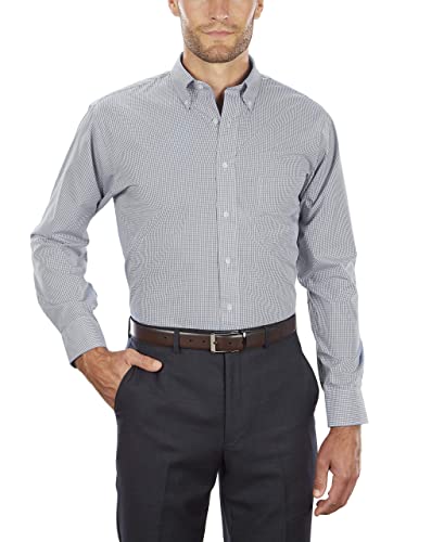 Van Heusen Men's Regular Fit Gingham Button Down Collar Dress Shirt, Black, X-Large - Image 2