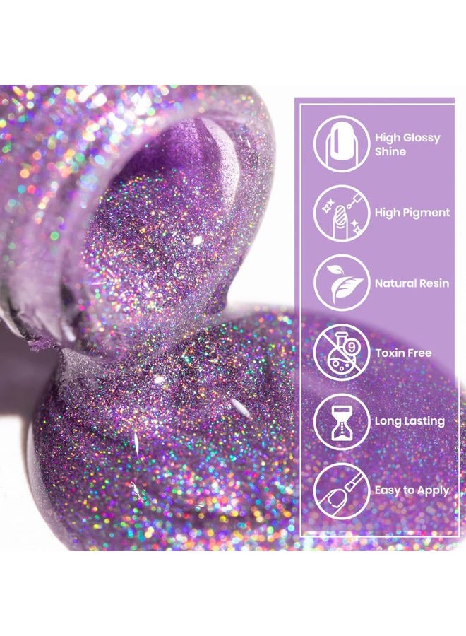 SUPWEE Rainbow Cat Eye Nail Gel Polish Set Sparkle Holographic 9D Cat Eye Gel Polish Laser Glitter Cat Eye Nail Polish Gel Magnetic Gel Soak Off Lamp Gel Varnish Nail Salon Kit (0.24fl oz) - Image 3