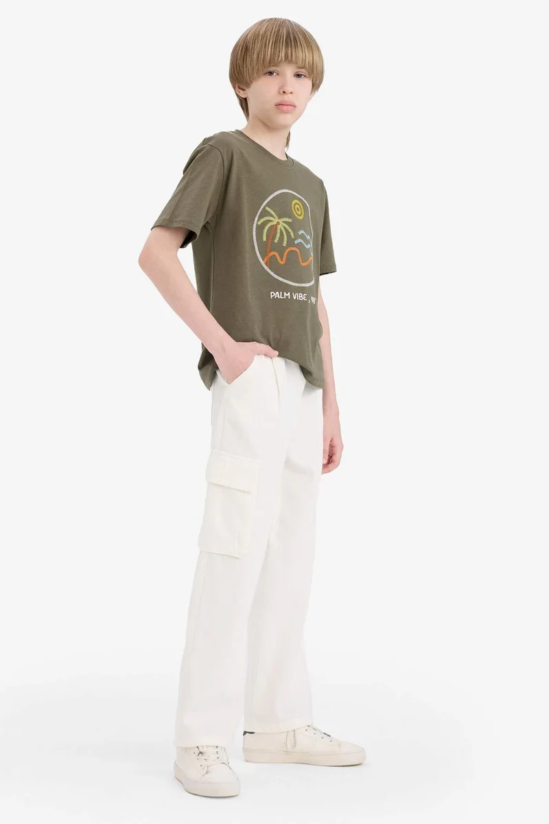 ديفاكتو Boy Wide Leg Standard Leg Gabardine Trousers
