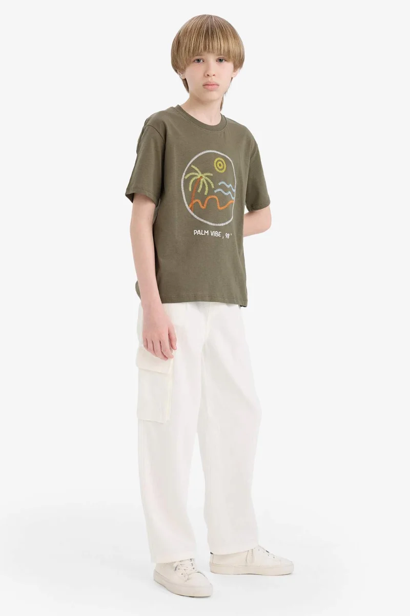 ديفاكتو Boy Wide Leg Standard Leg Gabardine Trousers
