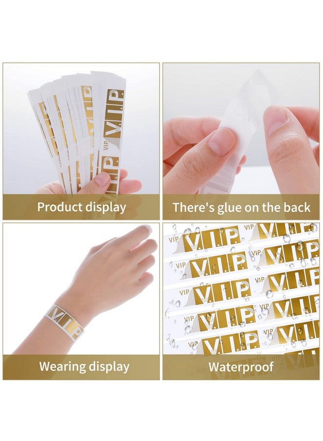 براساكو 100 قطعة من أساور المعصم Vip للمناسبات، أساور ورقية مقاومة للماء، خفيفة الوزن، مناسبة للحفلات والحفلات الموسيقية والنوادي والمهرجانات (ذهبي) - Image 3