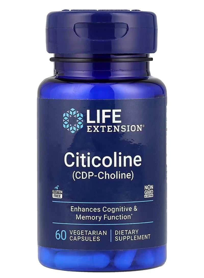 تمديد الحياة، سيتيكولين (CDP-Choline)، 60 كبسولة نباتية (250 مجم لكل كبسولة)