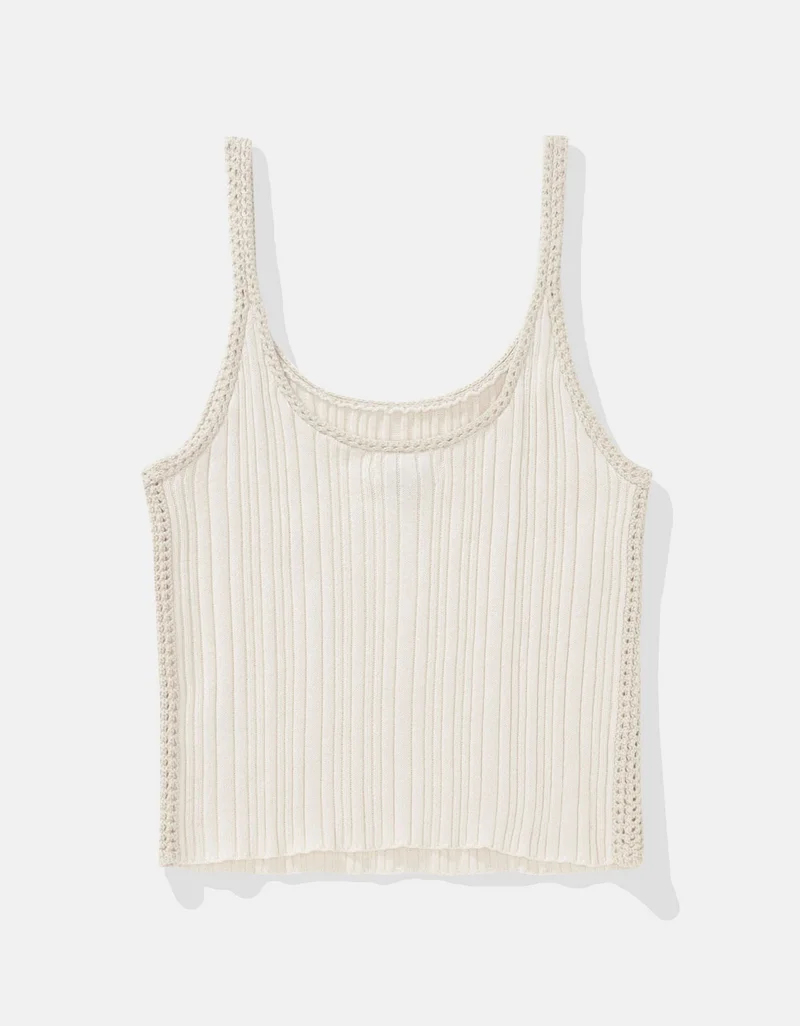 American Eagle AE Cropped Crochet Tank Top