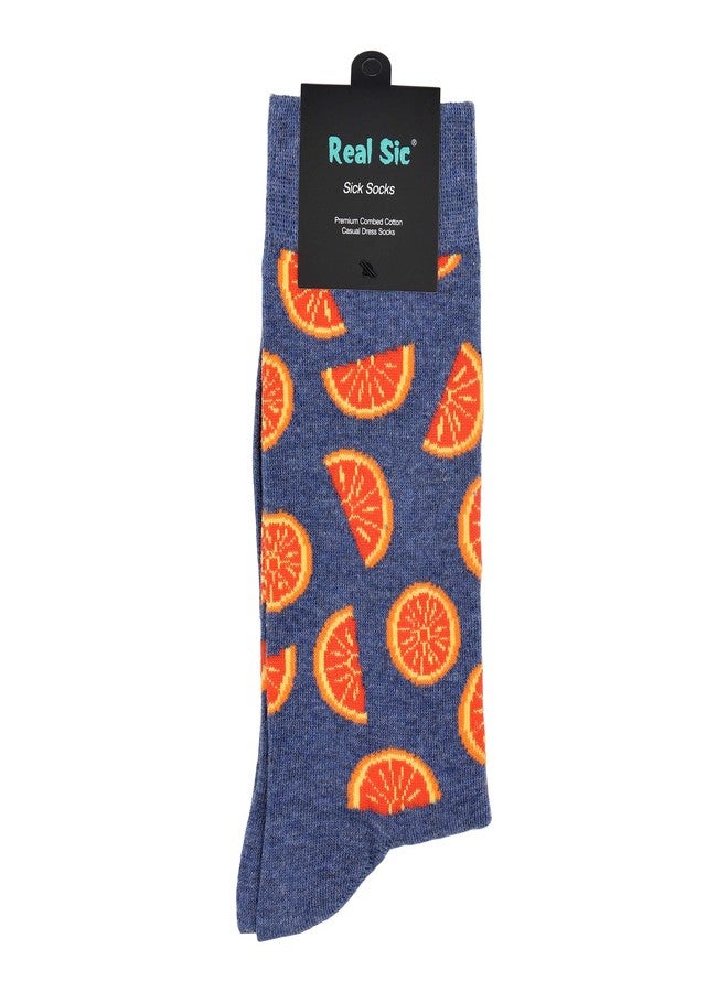 Real Sic Fun Socks for Men and Women - Cozy Cotton Dress Socks with Colorful Designs - Cool, Casual, Funky Farm Patterned (Orange) - Image 4