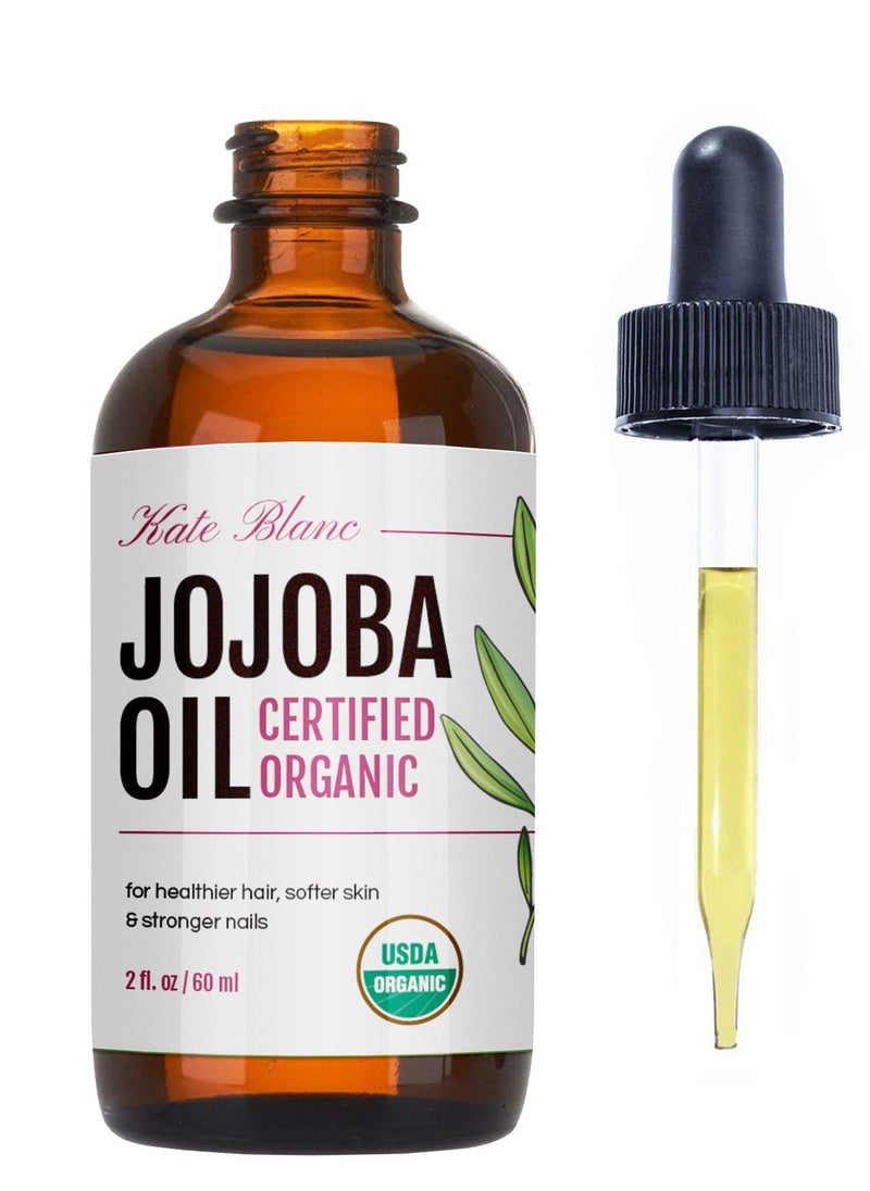 Kate Blanc Cosmetics - Kate Blanc Cosmetics Jojoba Oil for Hair, Face & Skin. Gua Sha Oil for Face Massage & Dermaplaning (2oz, Organic, 100% Pure, Natural) - Image 1