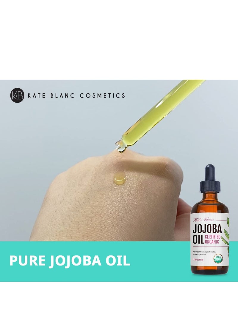 Kate Blanc Cosmetics - Kate Blanc Cosmetics Jojoba Oil for Hair, Face & Skin. Gua Sha Oil for Face Massage & Dermaplaning (2oz, Organic, 100% Pure, Natural) - Image 1
