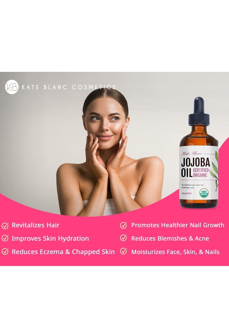 Kate Blanc Cosmetics - Kate Blanc Cosmetics Jojoba Oil for Hair, Face & Skin. Gua Sha Oil for Face Massage & Dermaplaning (2oz, Organic, 100% Pure, Natural) - Image 1