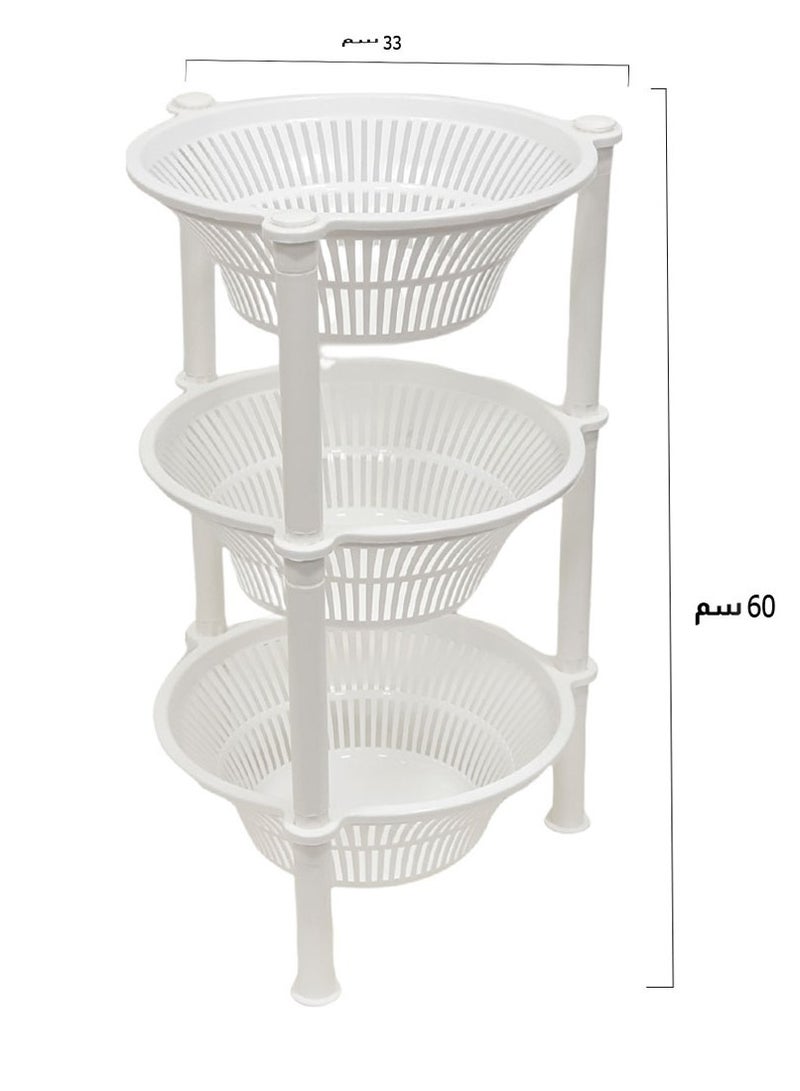 بلاستيكنا حامل خضار بأرفف دائرية الشكل من 3 طبقات  *٣٣  سنتيمتر - Image 1