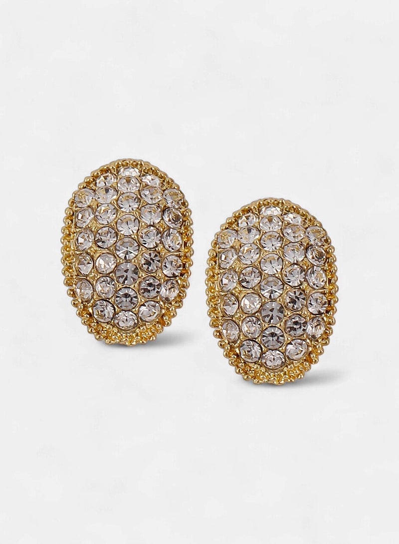 SOHI Women The Bijou-Oval Stud Earrings | Crystal Silver Colour | One-Size | Artificial Stone Alloy Material | Push Back Closure | Earrings For Casual Wear - Image 4