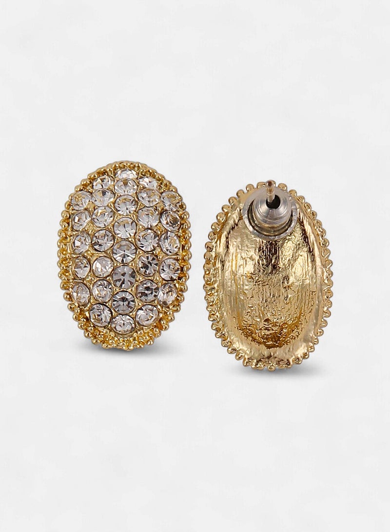 SOHI Women The Bijou-Oval Stud Earrings | Crystal Silver Colour | One-Size | Artificial Stone Alloy Material | Push Back Closure | Earrings For Casual Wear - Image 5