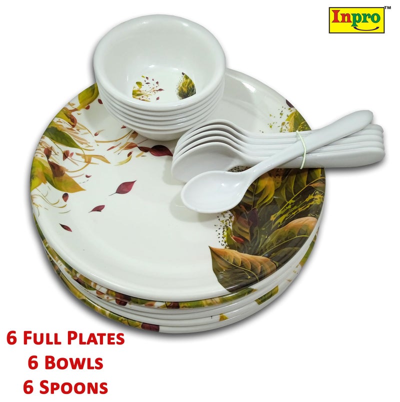 Inpro Every Occasion Covered:- 18-Piece Melamine Dinner Set Contains 6 Full Plates, 6 Bowls and 6 Spoons-Perfect Kitchen Utensils Set - Image 4