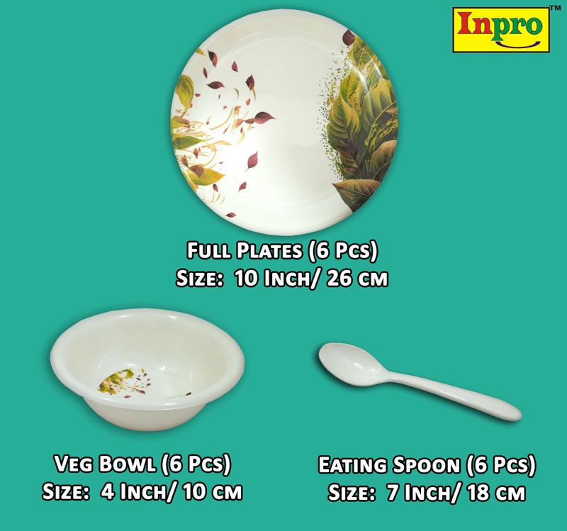 Inpro Every Occasion Covered:- 18-Piece Melamine Dinner Set Contains 6 Full Plates, 6 Bowls and 6 Spoons-Perfect Kitchen Utensils Set - Image 2