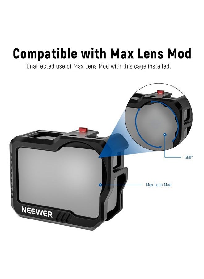 Neewer Hero12 Cage/Hero11 Cage Hero10 Cage/Hero9 Vlog Cage, All Metal Form Fitting Video Cage with 1/4" Threads & Cold Shoes, Supports Max Lens Mod, Compatible with GoPro SmallRig Accessories (ST46)  - Image 4