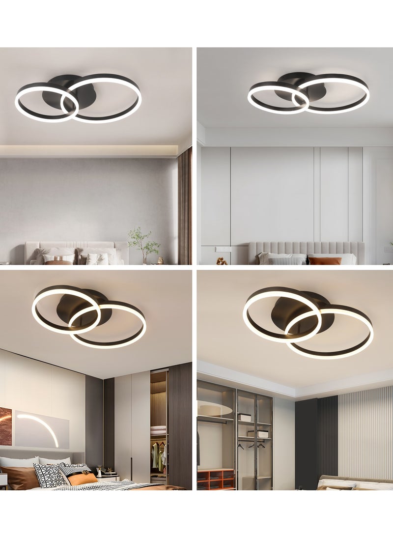 YATAI LIGHTING Modern LED Ceiling Light Living Room, 2-Ring Black Ceiling Light Bedroom, Acrylic Dimmable Lighting Ceiling Lamp for Living Room, Bedroom, 40W, 3000K-6000K - Image 2