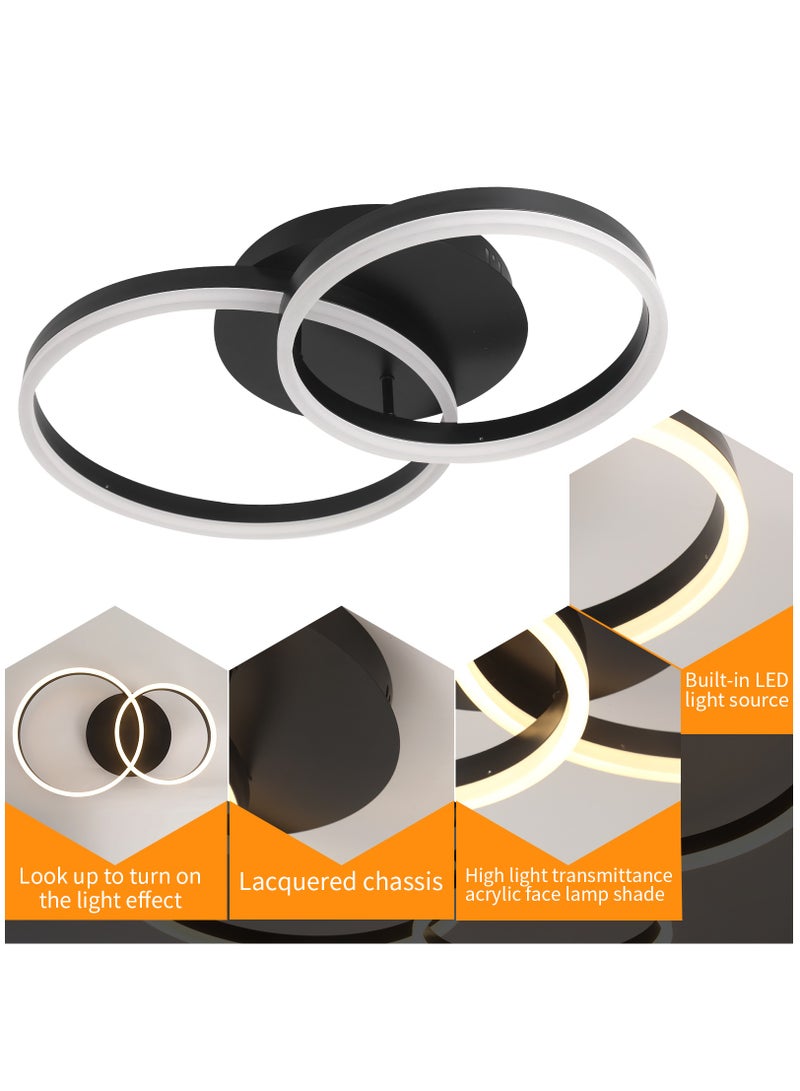 YATAI LIGHTING Modern LED Ceiling Light Living Room, 2-Ring Black Ceiling Light Bedroom, Acrylic Dimmable Lighting Ceiling Lamp for Living Room, Bedroom, 40W, 3000K-6000K - Image 5