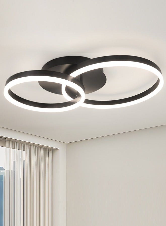 YATAI LIGHTING Modern LED Ceiling Light Living Room, 2-Ring Black Ceiling Light Bedroom, Acrylic Dimmable Lighting Ceiling Lamp for Living Room, Bedroom, 40W, 3000K-6000K - Image 1