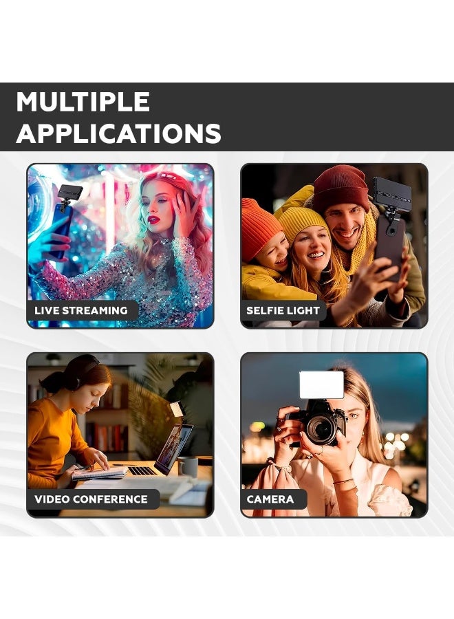 AMROAH 120 ضوء سيلفي LED 3000mAh 6 بطاقات ألوان قابلة لإعادة الشحن عبر USB للصور والفيديو، ضوء LED محمول مع مشبك أمامي وخلفي للهواتف آبل آيفون والأجهزة اللوحية آيباد واللابتوبات والمكياج وتيك توك البث المباشر - Image 5