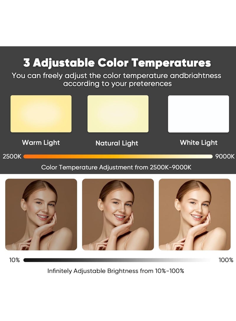 AMROAH 120 ضوء سيلفي LED 3000mAh 6 بطاقات ألوان قابلة لإعادة الشحن عبر USB للصور والفيديو، ضوء LED محمول مع مشبك أمامي وخلفي للهواتف آبل آيفون والأجهزة اللوحية آيباد واللابتوبات والمكياج وتيك توك البث المباشر - Image 4