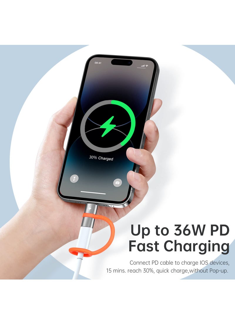 KASTWAVE محول USB C إلى Lightning، محول Type C بقوة 36W للشحن السريع لهاتف 14/13/12/11/XS/XR/SE/AirPods، يناسب محول شاحن MacBook USB C الأصلي، يدعم نقل البيانات - Image 3