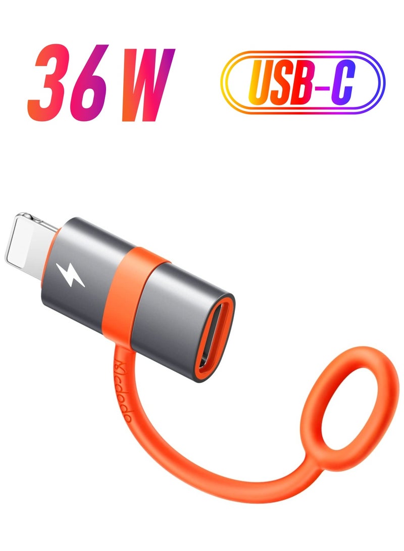 KASTWAVE محول USB C إلى Lightning، محول Type C بقوة 36W للشحن السريع لهاتف 14/13/12/11/XS/XR/SE/AirPods، يناسب محول شاحن MacBook USB C الأصلي، يدعم نقل البيانات - Image 1