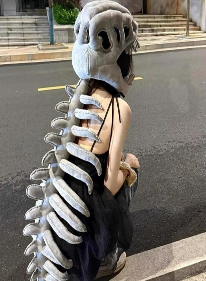 TechMax Solution Dinosaur Skeleton Head with Spine Plush, Cozy Dino, Realistic Dinosaurs Skeletons Plush Costume Wearable Soft Fossil Outfit - Image 2