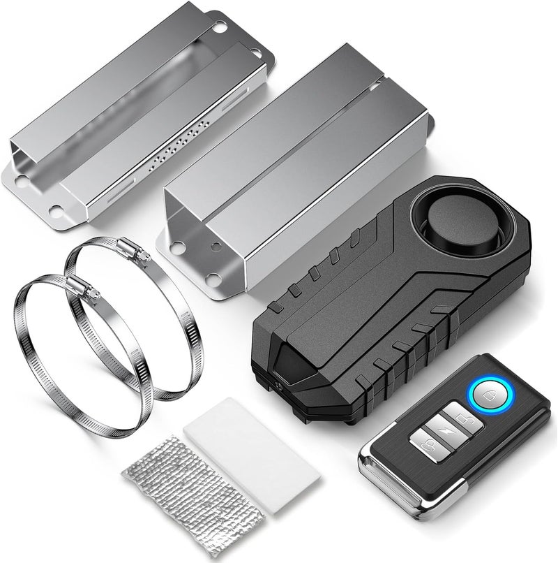 wsdcam Catalytic Converter Alarm 113dB Loud Wireless Catalytic Converter Anti Theft Vibration Vehicle Security Alarm System Motorcycle Car Alarm with Remote Aluminum Alloy and Heat Insulated Pad - Image 1