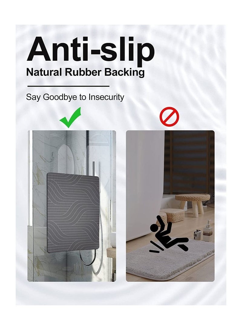 Arabest Diatom Bath Mat, Anti-Slip Bathroom Floor Mats and Quick Dry Bath Rug, Super Absorbent Bathtub Mat with Non-Slip, Thickened,Soft, Easier Clean Carpet (40 x 60 cm, Grey Rectangle) - Image 5