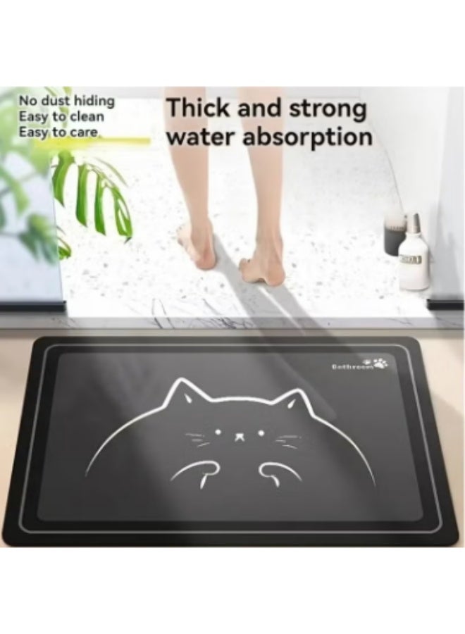 Arabest Diatom Bath Mat, Anti-Slip Bathroom Floor Mats and Quick Dry Bath Rug, Super Absorbent Bathtub Mat with Non-Slip, Thickened,Soft, Easier Clean Carpet (40 x 60 cm, Grey Rectangle) - Image 2