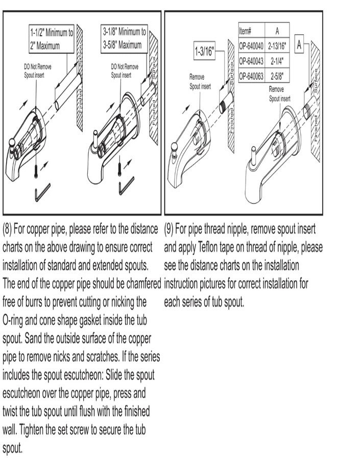 Olympia Faucets OP-640063 Extended 7" Combo Diverter Tub Spout in Polished Chrome - Image 5