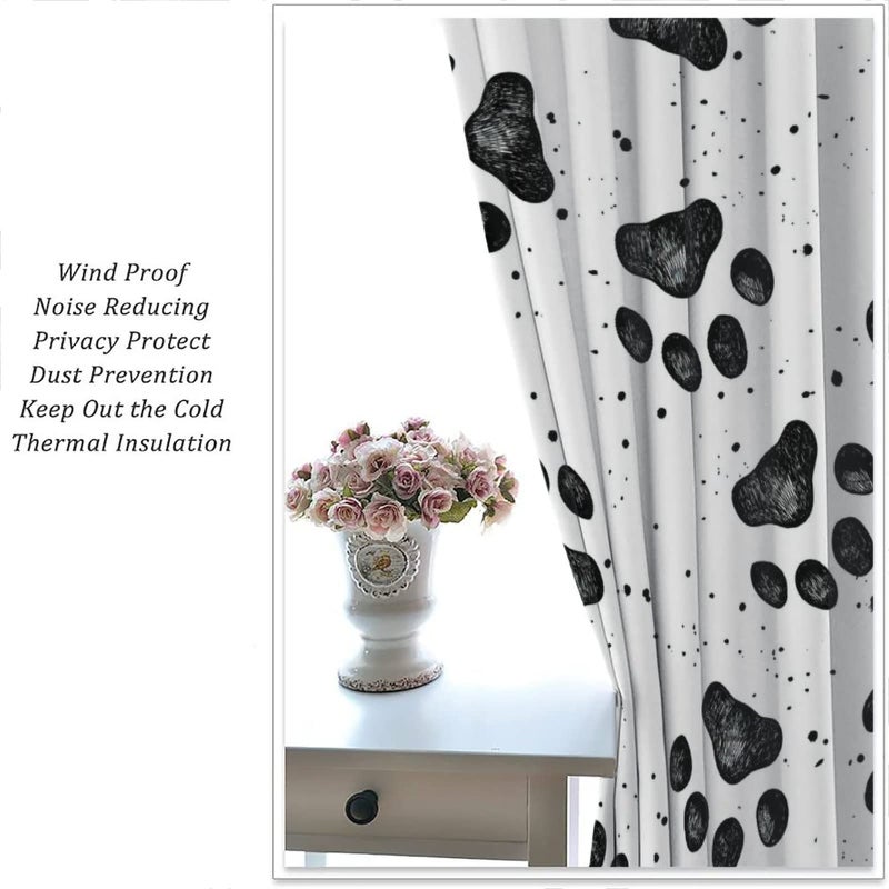 GoDazzling Dog Blackout Windows Curtains  Black Cartoon Dog Paw Print Cute Animal Curtain  for Kids Boys Girls Kawaii Animals Cartoon for Living Room 42x63in 2 Panels - Image 5
