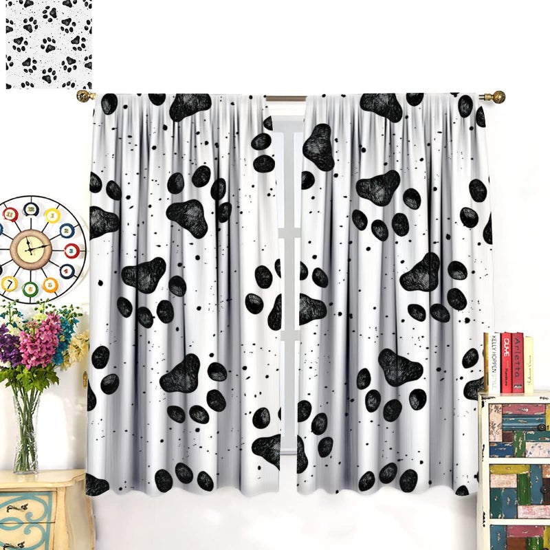 GoDazzling Dog Blackout Windows Curtains  Black Cartoon Dog Paw Print Cute Animal Curtain  for Kids Boys Girls Kawaii Animals Cartoon for Living Room 42x63in 2 Panels - Image 3