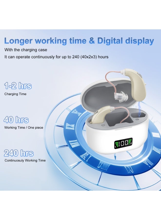 Hearing Aids Rechargeable for Seniors, Lightweight Hearing Amplifiers for Adults Hearing Loss with Noise Cancelling,Portable Behind-the-Ear Hearing Aid Headphones Charging Case Stepless Volume Control - Image 3
