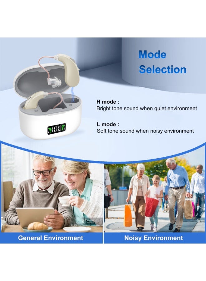 Hearing Aids Rechargeable for Seniors, Lightweight Hearing Amplifiers for Adults Hearing Loss with Noise Cancelling,Portable Behind-the-Ear Hearing Aid Headphones Charging Case Stepless Volume Control - Image 5
