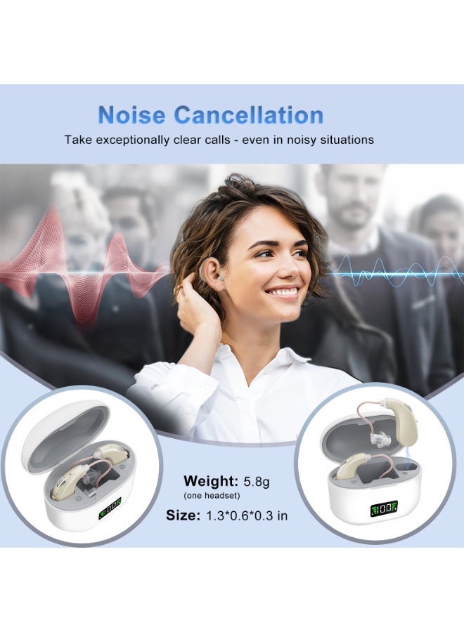 Hearing Aids Rechargeable for Seniors, Lightweight Hearing Amplifiers for Adults Hearing Loss with Noise Cancelling,Portable Behind-the-Ear Hearing Aid Headphones Charging Case Stepless Volume Control - Image 2