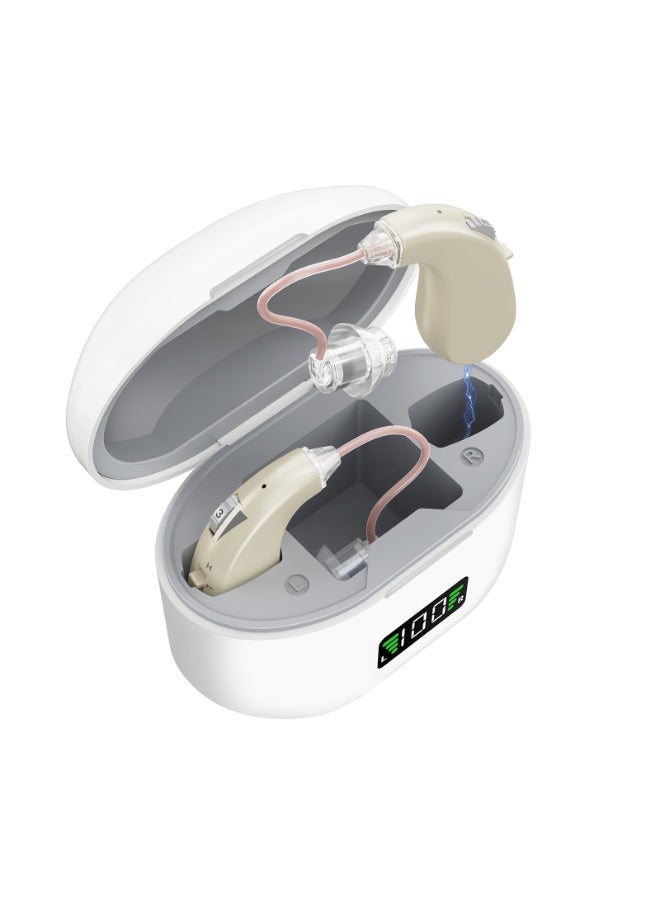 Hearing Aids Rechargeable for Seniors, Lightweight Hearing Amplifiers for Adults Hearing Loss with Noise Cancelling,Portable Behind-the-Ear Hearing Aid Headphones Charging Case Stepless Volume Control - Image 1